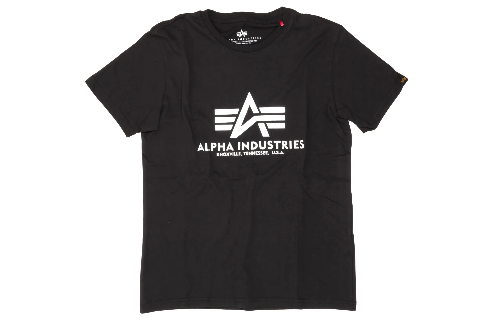 Alpha Industries Základní fóliový potisk černo-stříbrné tričko