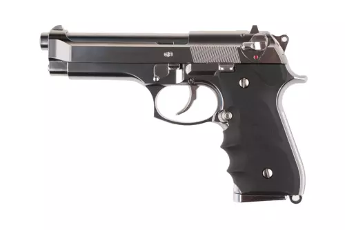 Replika pistole M92F - chromová nerezová