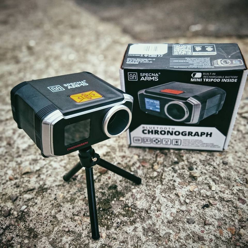 chronograf specna arms bluetooth, pudełko i chronograf, kolor czarny