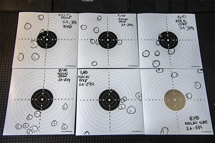Shooting targets with marked strikes