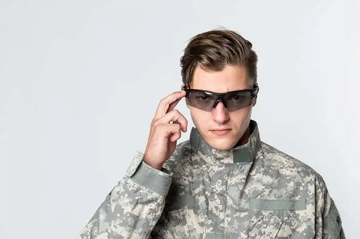 airsoft player wearing tactical glasses