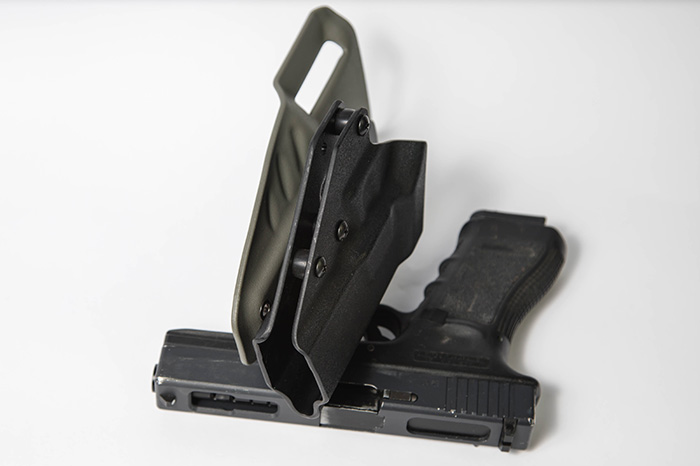 black kydex Compact II holster from Primal Gear for airsoft gun