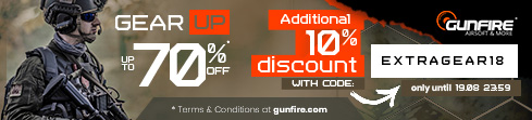 Up to -10% extra on gear at Gunfire!