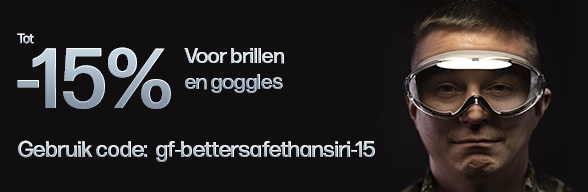 Tot -15% op tactische brillen en goggles met code GF-BETTERSAFETHANSIRI-15