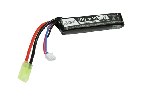Batterie LiPo 7.4V 600mAh 20/40C pour PDW - T-Connect (Deans) 7.40-  boutique Gunfire