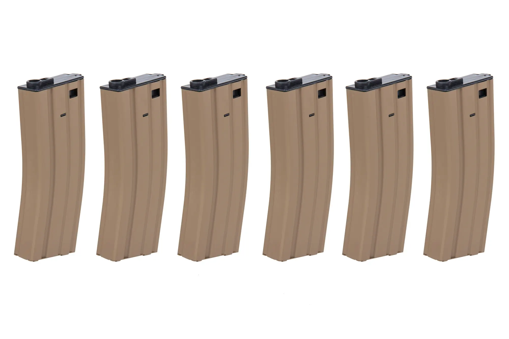 Set of 6 SRC Low-Cap magazines for M4 replicas for 70 rounds TAN
