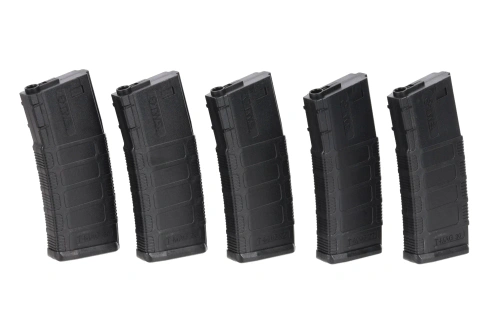 Juego de 5 cargadores King Arms mid-cap de 140 bolas para réplicas tipo M4/M16 Negro