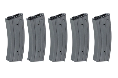 Set of 5 metal hi-cap 300 ball magazines Specna Arms Grey