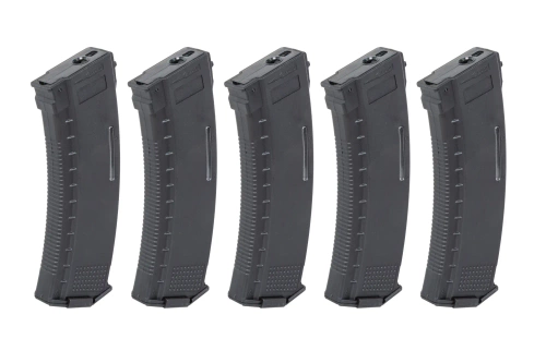Zestaw 5 magazynków Mid-Cap 130/30 kulek Arcturus EMM AK MOD1 Variable-Cap Windowed do replik AK Czarny