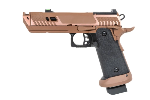 Pistola airsoft SRC Sahara Viper DUAL POWER con funda de transporte y cargador de gas red dotde Flat Dark Earth