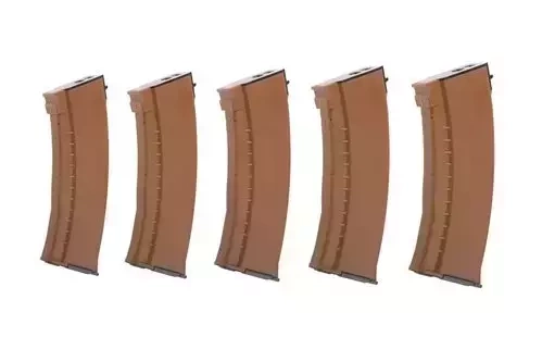Zestaw 5 magazynków mid-cap 120 kulek do replik typu AK74 - brązowy