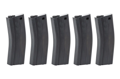 Juego de 5 cargadores de perdigones Mid-Cap 135/30 Arcturus EMM M4/M16 Metal Variable-Cap para réplicas M4/M16 Negro