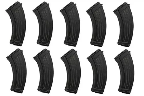 Set of 10 Low-Cap 70 BB Magazines for AK47 Replicas