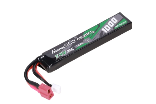 Gens Ace 1000mAh 25C 7.4V T-Deans Li-Po battery (shortened cable)