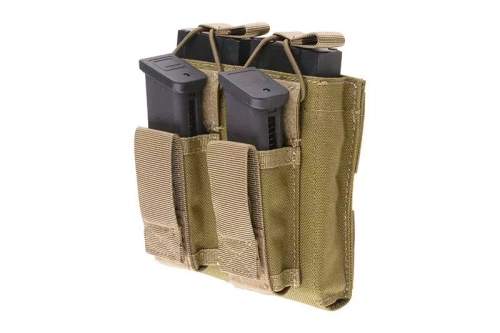 Open Top double magazine carrier for M4/M16 + pistol magazines - khaki