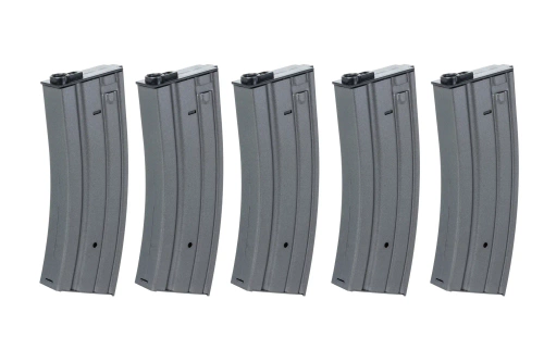 Sada 5 kovových zásobníků na 30 kuliček s reálným uzávěrem Specna Arms Grey