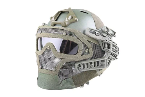 FAST PJ G4 System replica helmet with face shield - Olive Green