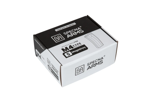 Set van 5 mid-cap magazijnen voor 140 patronen voor M4/M16 replica's - zwart