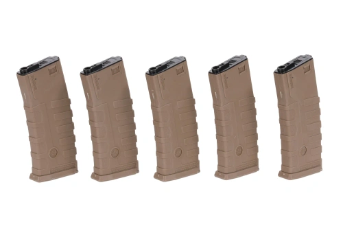 Zestaw 5 magazynków hi-cap 360 kulek CAA do replik M4/M16 Flat Dark Earth