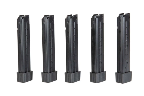 Set of 5 mid-cap, 110-pellet magazines for APC9 airsoft submachine guns