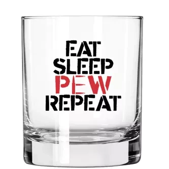 Vaso de whisky - EAT SLEEP PEW REPEAT