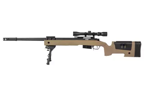 Zestaw Karabin snajperski ASG Specna Arms SA-S03 CORE – Tan (luneta + dwójnóg)