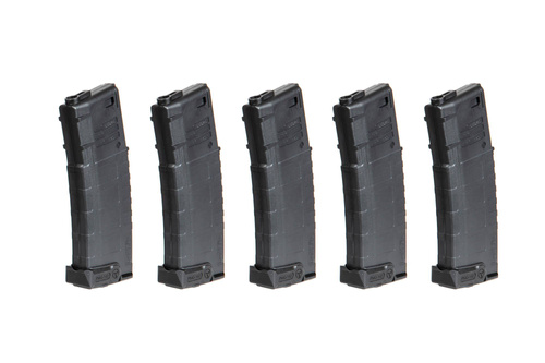 Set of 5 mid-cap, 140-pellet magazines for AMB Mutant airsoft rifles - black