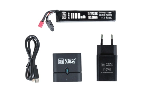 Specna Arms EASY NANO CHARGER 10W charger kit with Li-Po 1100 mAh 25C 11.1V T-Deans battery G-Tech