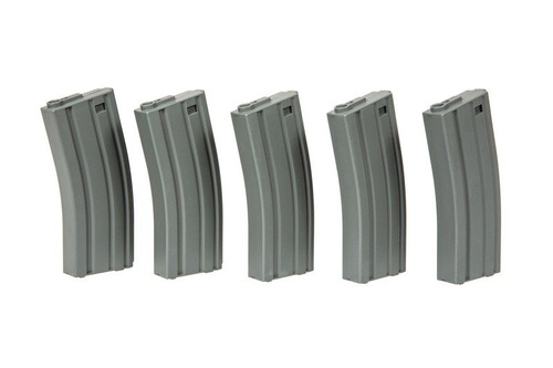 Set of 5 mid-cap magazines for 140 BBs for M4/M16 replicas - grey