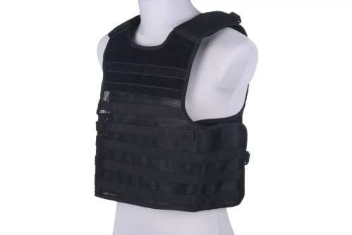 Light mesh plate carrier type tactical vest - black