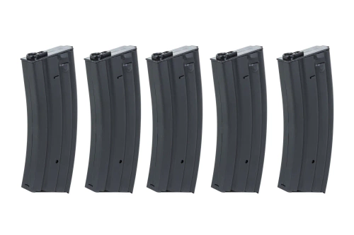 Set of 5 low-cap 70-ball metal magazines Specna Arms Black