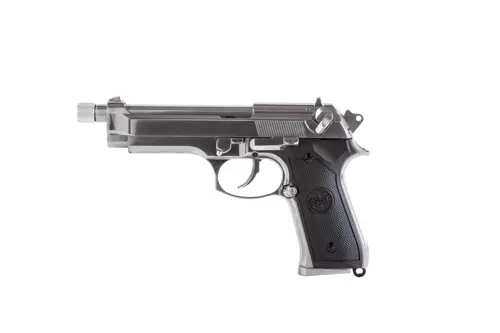 SR92 pistol replica with silencer - silver