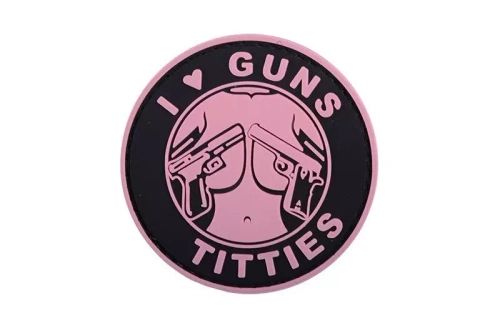 Patch 3D - I Love Guns Titties - rose