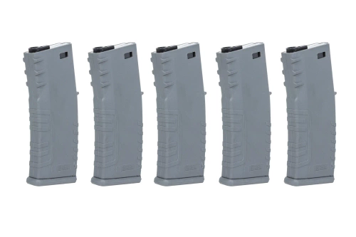 Set of 5 polymer mid-cap 120-ball magazines Specna Arms Grey