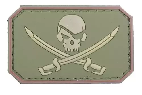 Patch 3D - Crâne de pirate - olive