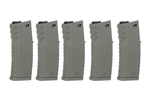 Set van 5 polymeer magazijnen met mid-cap 120 kogels Specna Arms Olive