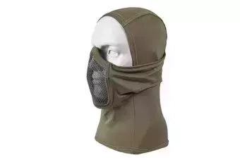 Thermoactive balaclava with steel mask - olive