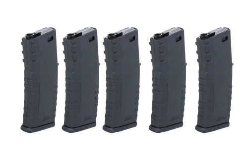 Set of 5 polymer mid-cap 120-ball magazines Specna Arms Black