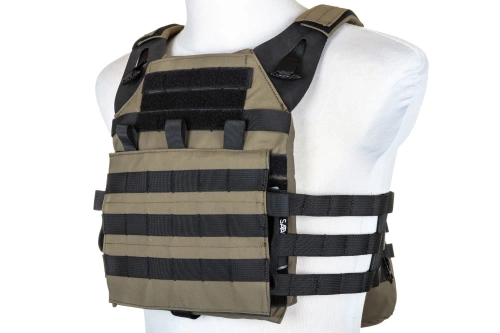 Chaleco plate carrier táctico Specna Arms con panel de asalto Verde Ranger