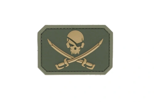 Écusson Mil-Spec Monkey Pirate Skull en PVC, couleur olive