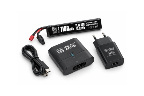 Specna Arms EASY NANO CHARGER 10W nabíjecí sada s Li-Po 1100 mAh 25C 11,1V T-Deans baterií G-Tech